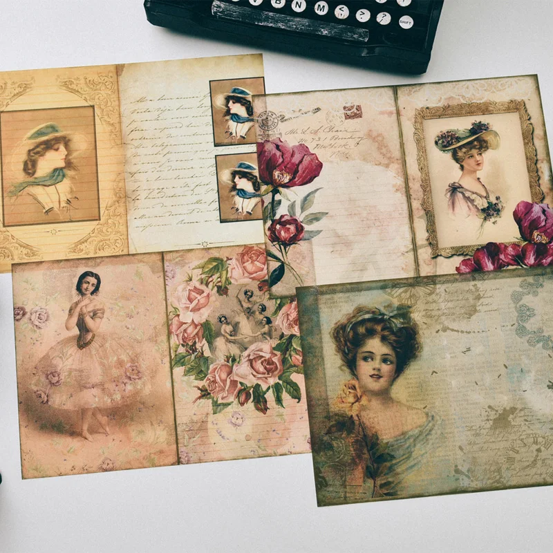 

ZFPARTY Vintage Woman Material Paper Set for Scrapbooking DIY Projects/Photo Album/Card Making Crafts