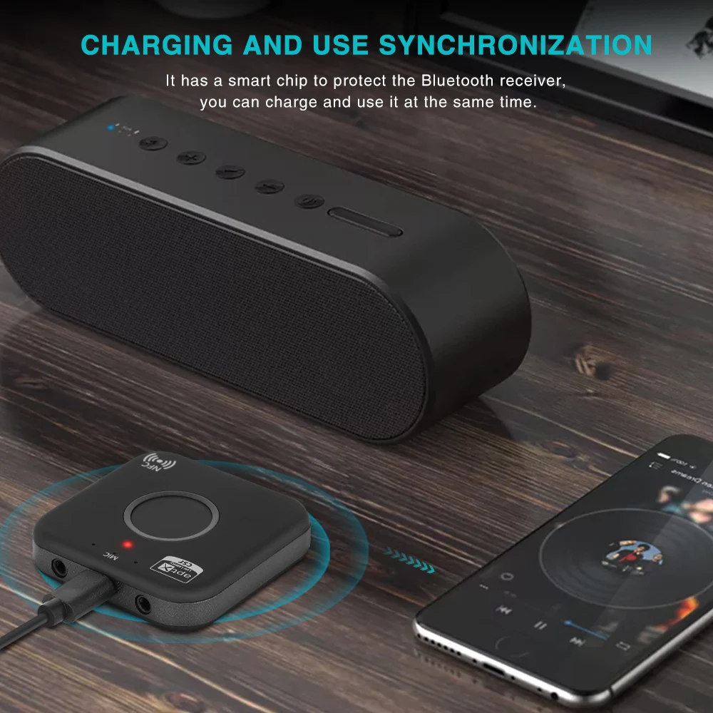 VIKEFON Bluetooth приемник 4,2 беспроводной аудио приемник 3,5 мм Автомобильный Aux Bluetooth адаптер с микрофоном для динамиков наушников Hands-free