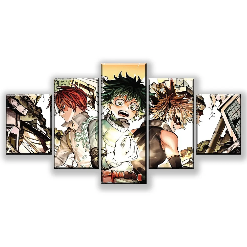

5 Pieces Wall Decor Painting My Hero Academia Animation Poster Canvas Printed Wall Art Decorative Pictures Artwork Cuadros