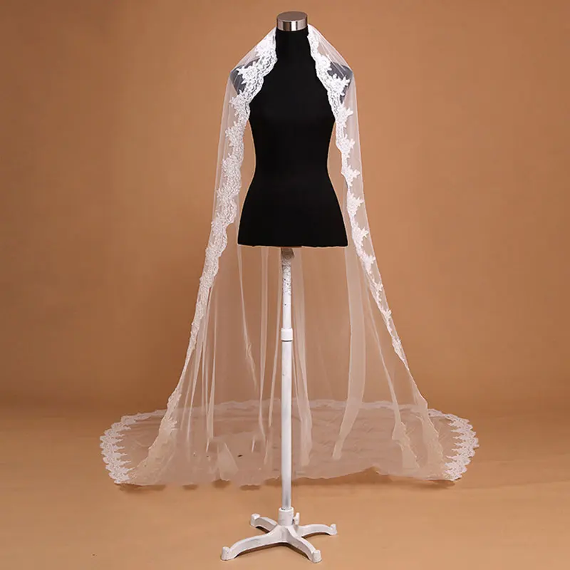 Французская кружевная Фата с аппликацией 4 м|mantilla veil|bridal mantilla veilveil with comb |