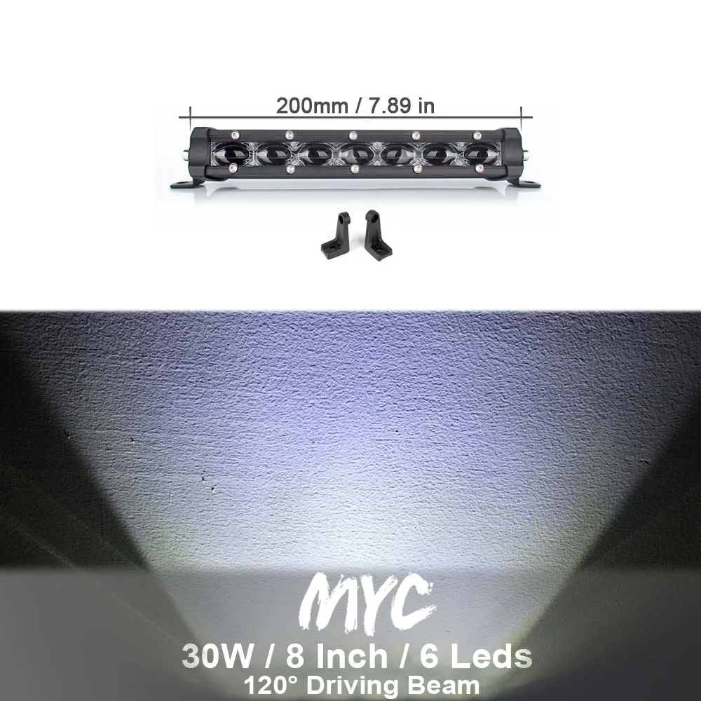 8 Inch 30W X1 Супер тонкий 6D объектив водонепроницаемый светодиодный свет бар для внедорожника автомобильное освещение для трактора 4WD внедорожные 4x4 24V прямые рабочие огни - Цвет: 8 Inch 30W X1
