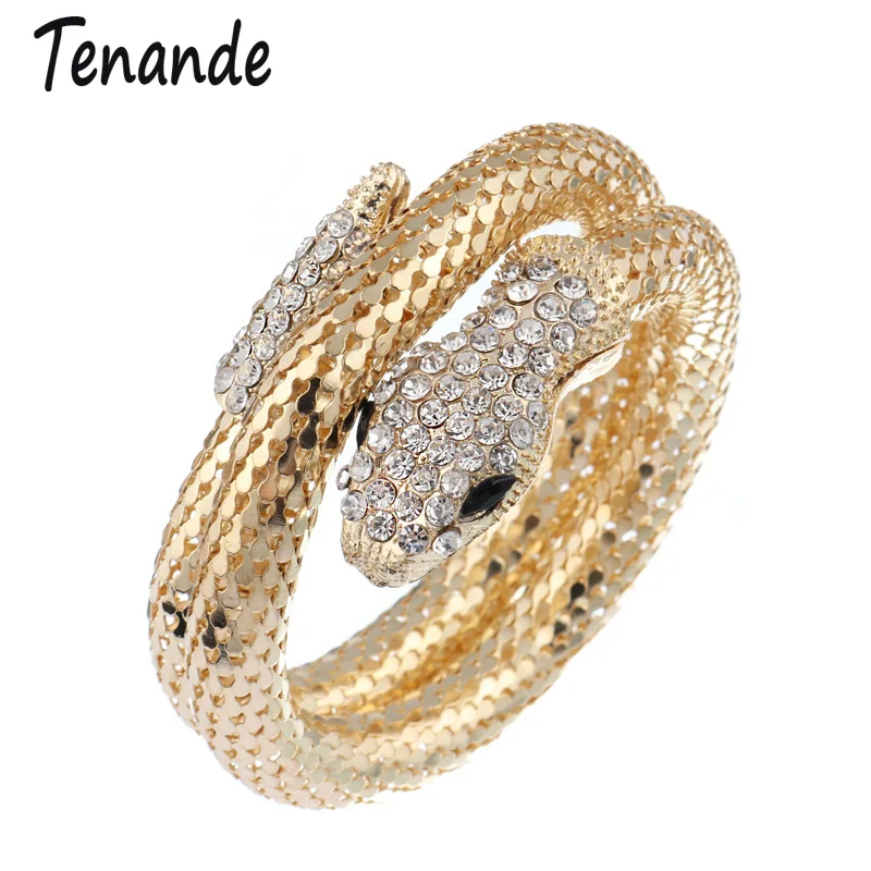 

Tenande Punk Maxi Luxurious Crystal Snake Bangles & Bracelets Vintage Wristband Cuff Bracelets for Women Jewelry Pulseira