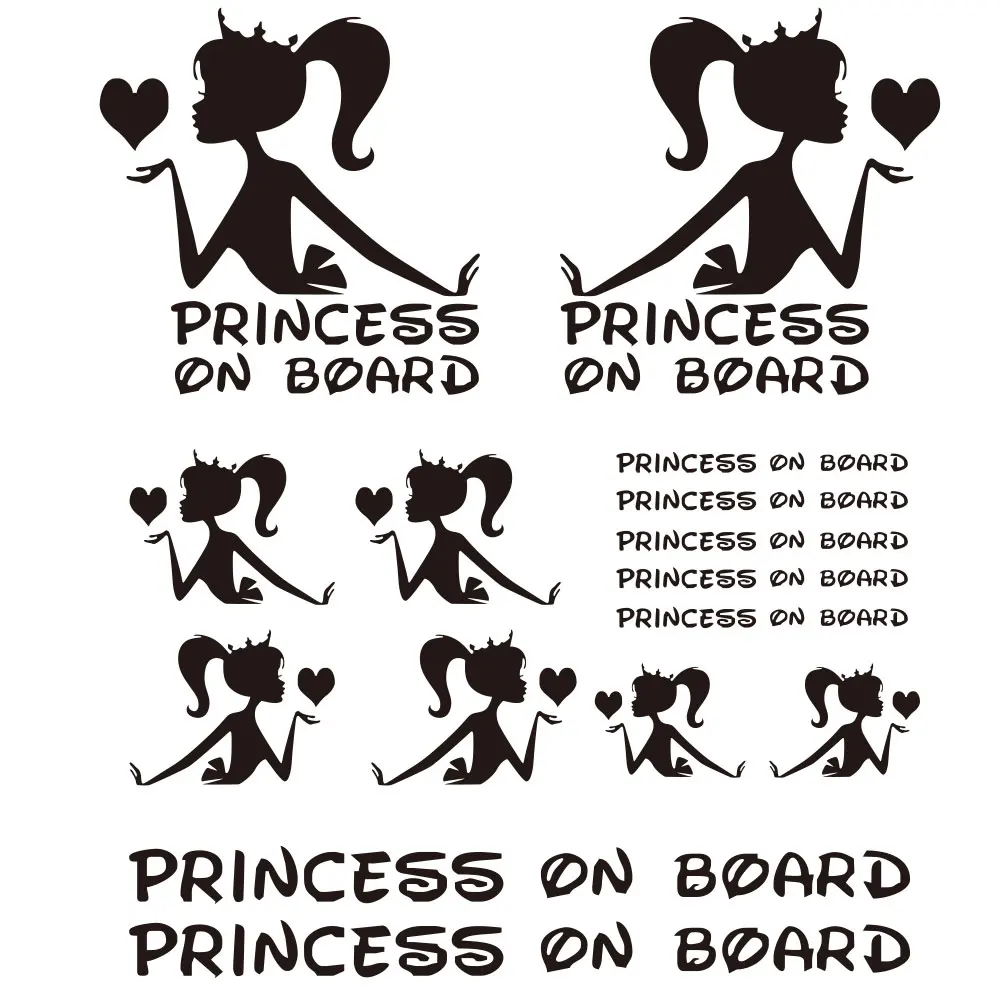 15 шт Принцесса на доске ребенок Корона Наклейка виниловая Автомобильная