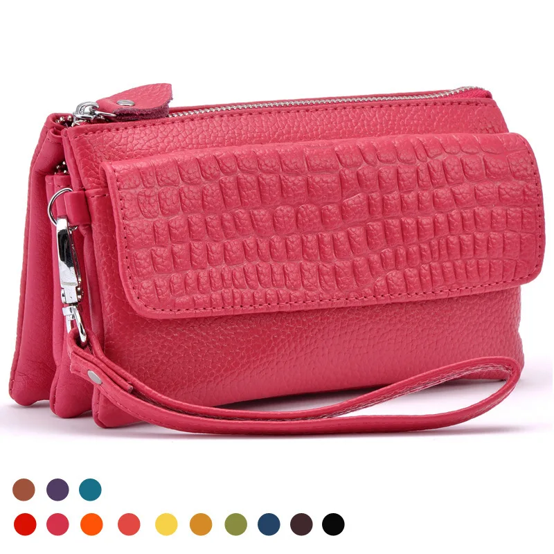 

50PCS/LOT Large capacity Genuine leather bag,clutch wristlet bag with strap,Day clutches Shoulder bags