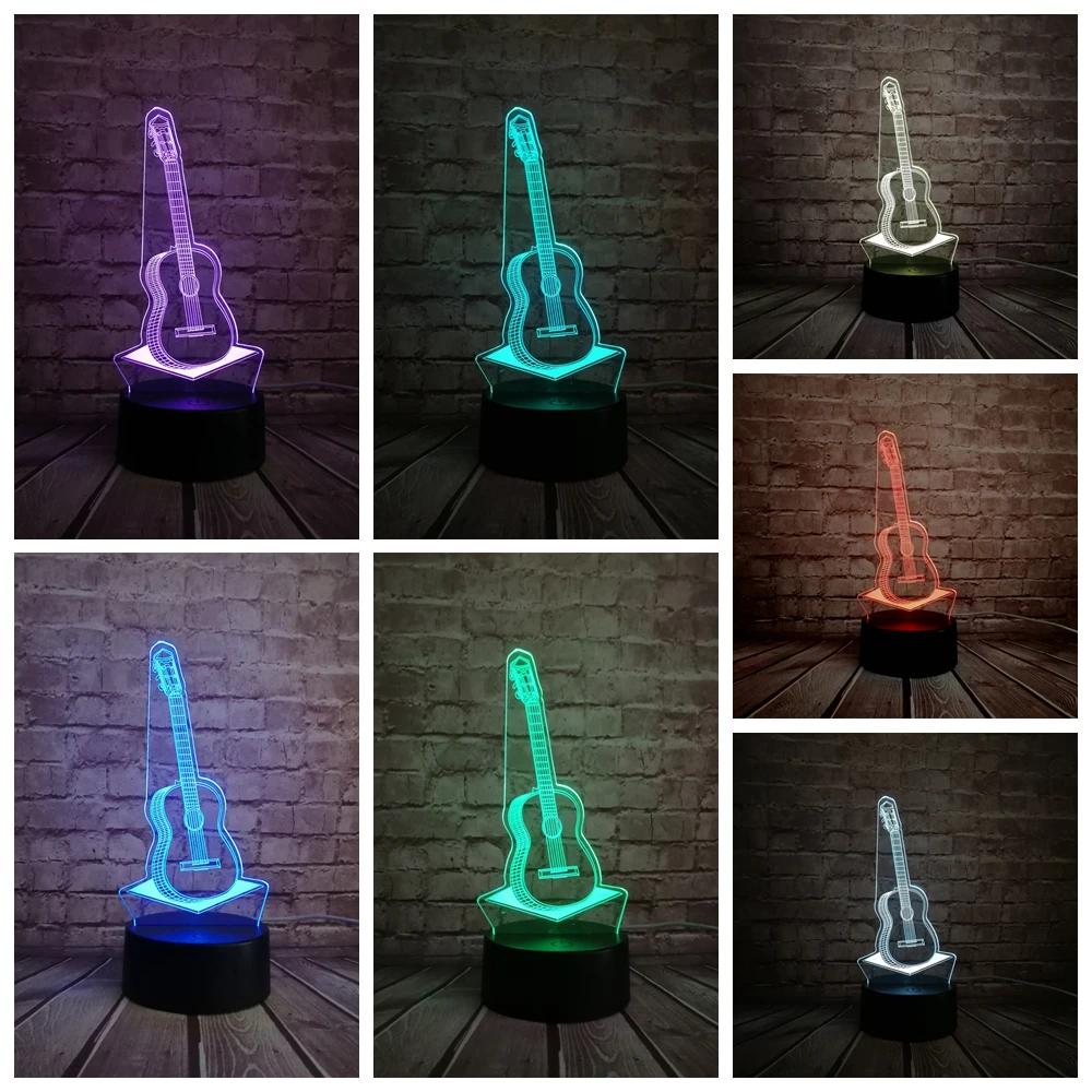 NEW ARRIVAL Music Cool Guitar Bass 3D LED LAMP NIGHT LIGHT for Musicians Home Table Decoration Birthday Christmas Present Gift | Лампы и