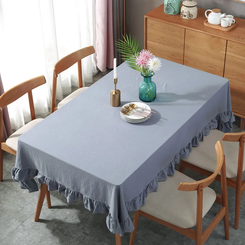 

New Decorative Cotton Table Cloth Pleated Tablecloth Rectangular Table Cloth Kitchen Dining Table Cover Wedding Party Tablecloth