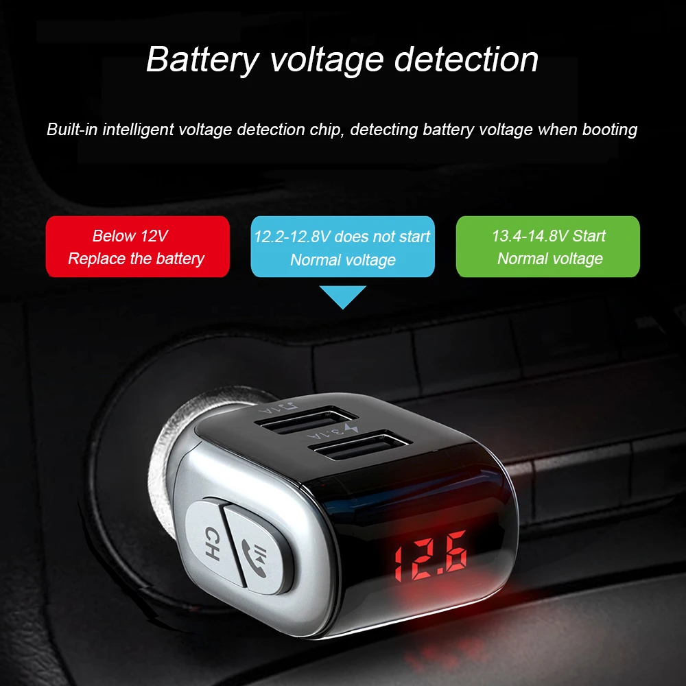 JINSERTA Bluetooth 5.0 Receiver FM Transmitter Handsfree Kit Dual USB Charger Car MP3 Music Player Read | Автомобили и мотоциклы