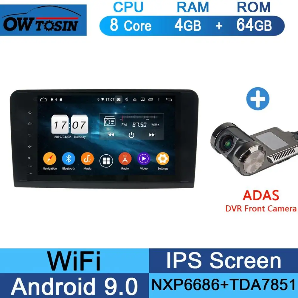 64G Adas Camera " ips Android 9,0 8Core 4G+ 64G Автомобильный dvd-плеер для Mercedes Benz ML GL Class W164 X164 ML350 ML500 GL350 GL450 GPS стерео радио - Цвет: 64G Adas Camera