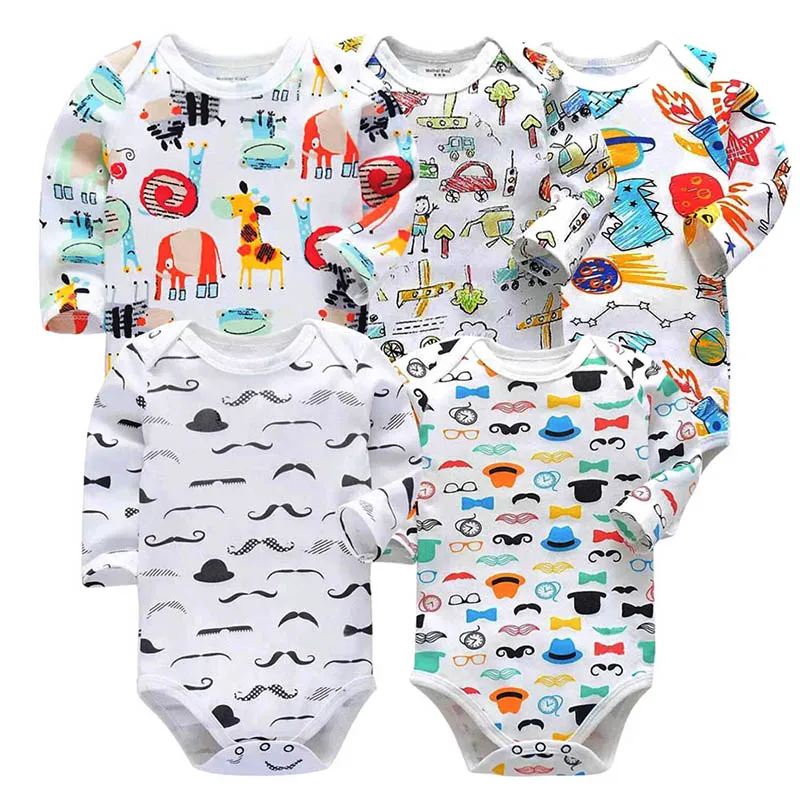 

5PCS/LOT 100% Cotton Baby Bodysuit Newborn Baby Clothing 2018 New Fashion Baby Boys Girls Clothes Long Sleeve Infant Jumpsuit