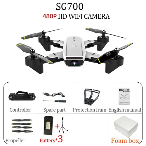 0.3MP white 3B 4K SG700 S мини Дрон Вертолет Дистанционное управление 4CH WiFi оптический поток двойная камера Квадрокоптер дроны - Цвет: 0.3MP white 3B