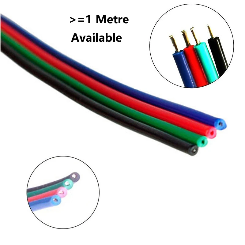 

4Pin LED Strip Light Extension Cable for 5050 3528 RGB Ribbon Lamp Tape Accessory Connection 4 Color Wire Cord Conductor 22AWG