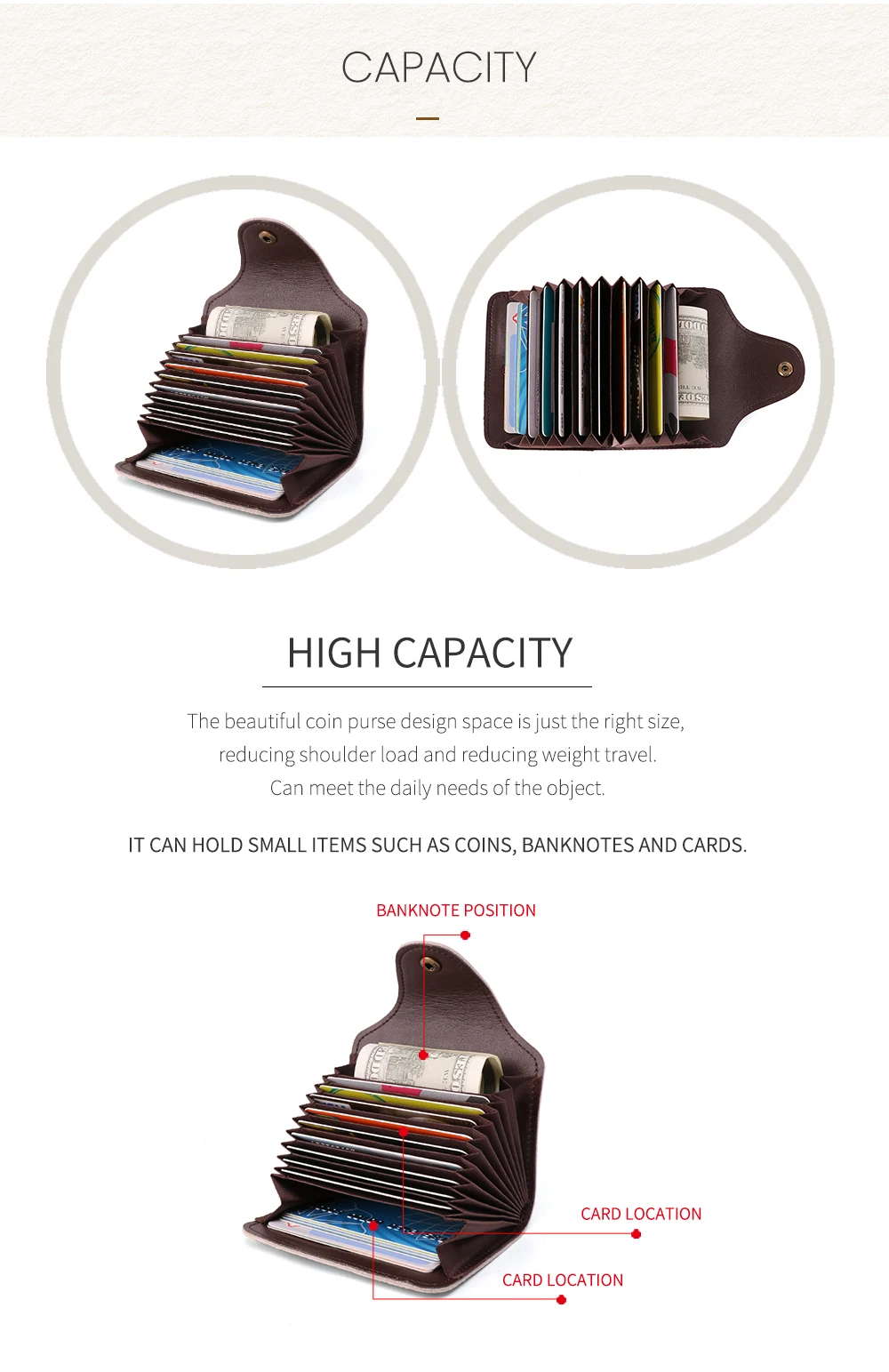 JOYIR Card Holder Wallet RFID Women Genuine Leather 11 Bits Card Case Business Credit Card Holder Card Wallet Clutch Handbag