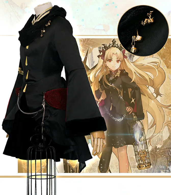FGO Fate/Stay Night Fate/Zero Ereshkigal Косплей Костюм Черное платье аксессуар 2 серьги для выбора