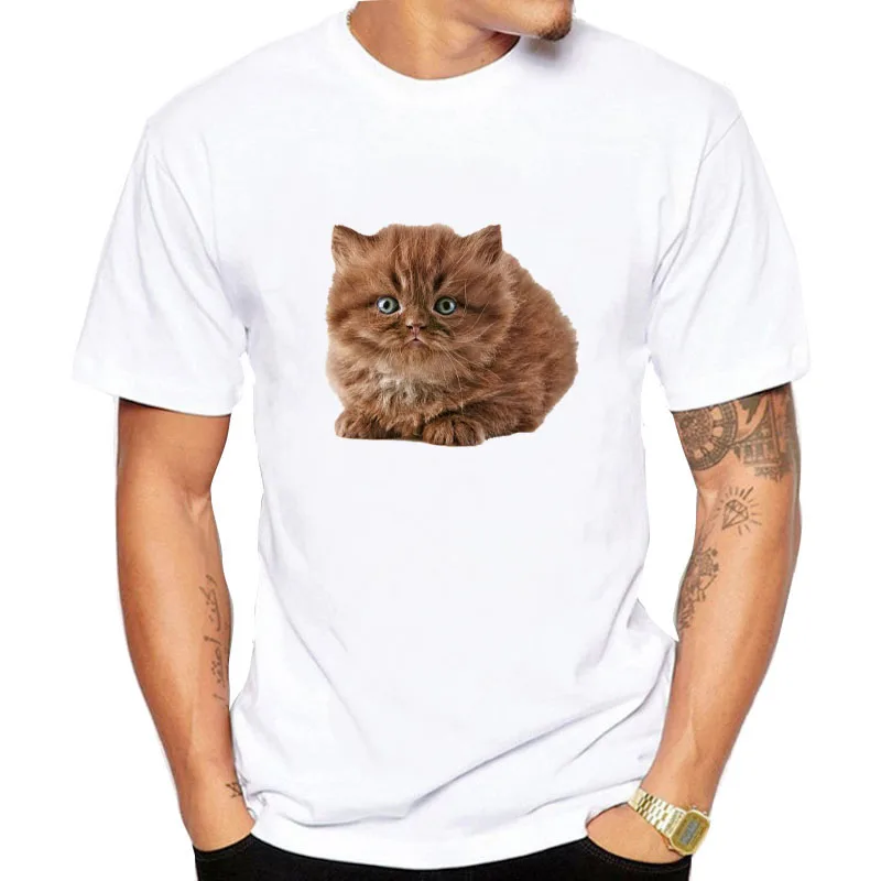 SMARTSUGAR 2018 Brand Men's New Novelty Cat Printed Casual Short Sleeve T-Shirt Summer Fashion Tops O-neck White Tee | Мужская
