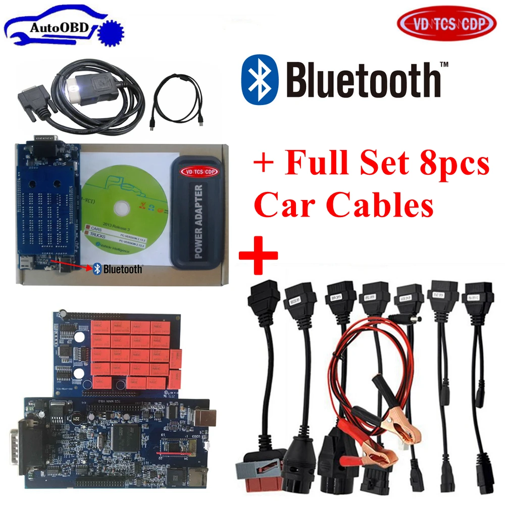 New vci VD TCS CDP Pro with Bluetooth for CARs TRUCKs OBD2 Auto Scan tools 2015.R3 Keygen Software + 8pcs car cables by DHL | Автомобили и