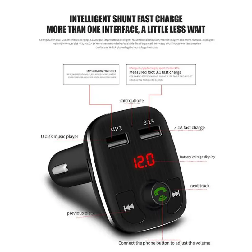 Новые автомобильные зарядные устройства с двумя usb-портами Bluetooth FM передатчики