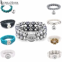 fashion 297 interchangeable candy colors expandable bead stretch glass bead bracelet 12mm 18mm snap button bangle women gift