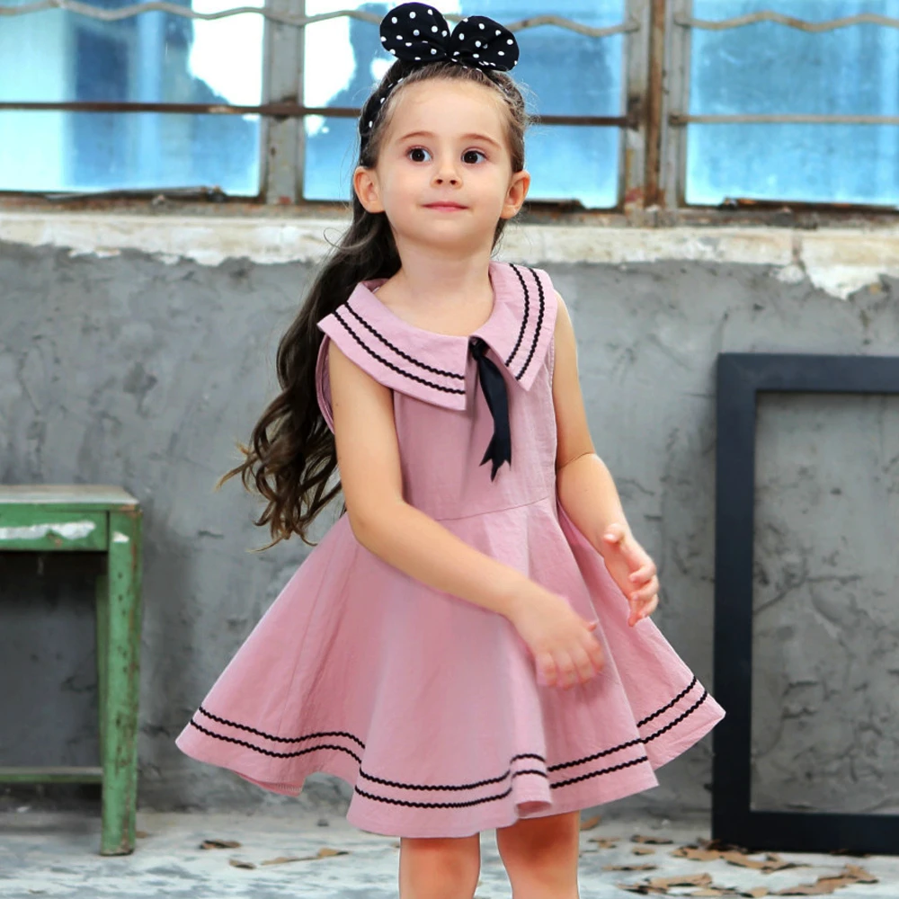 little girls dresses summer 2020 kids girl princess dress cute solid cotton elegant children clothes size for 23 4 5 6 7 8 years | Детская