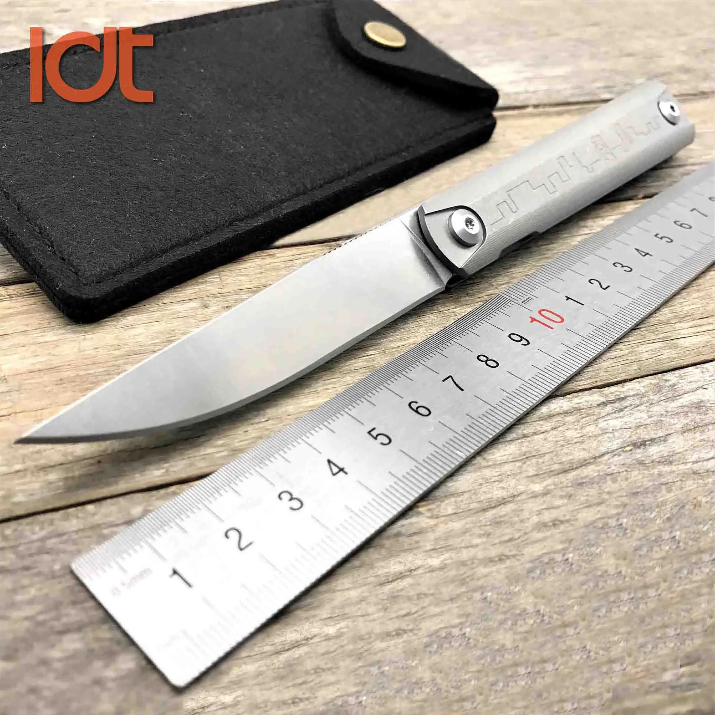 LDT Zebra MS2 Folding Knife S35VN Blade Titanium TC4 Handle Knives Ceramic Ball Bearing Tactical Survival Camping Knife EDC Tool - Цвет: Silver Handle