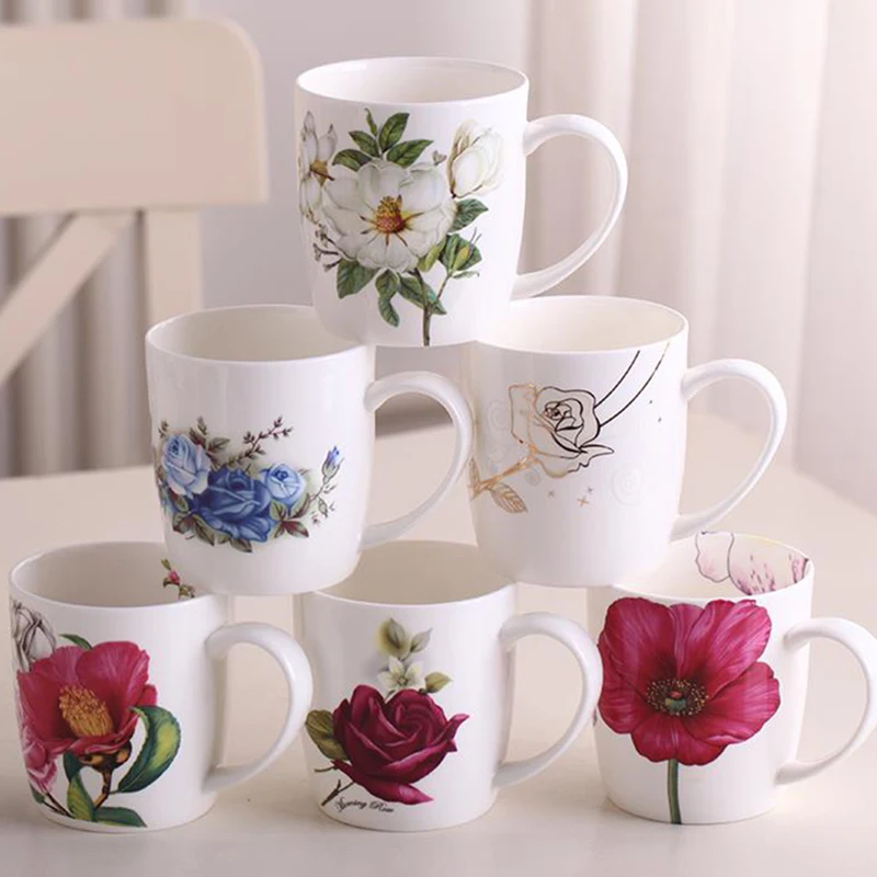 

350ML Brief Style Ceramics Bone china Coffee Mug Breakfast Milk Oatmeal Mug Home Water Cup Afternoon Tea Cup Office Drinkware