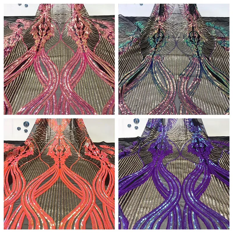 top quality H-1970504 embroidered sequins french lace fabric african with embroidery mesh tulle | Дом и сад