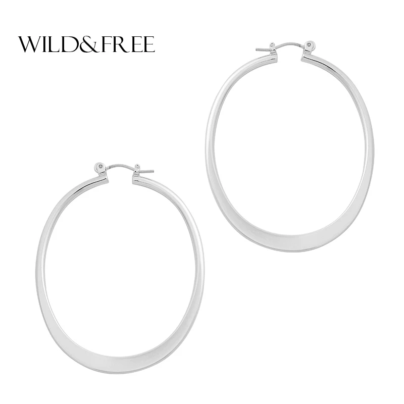 Wild& Free, высокое качество, большие круглые серьги-кольца, Классический глянцевый золотистый Серебристый Европейский обруч, серьги, ювелирные изделия для женщин, вечерние, подарок