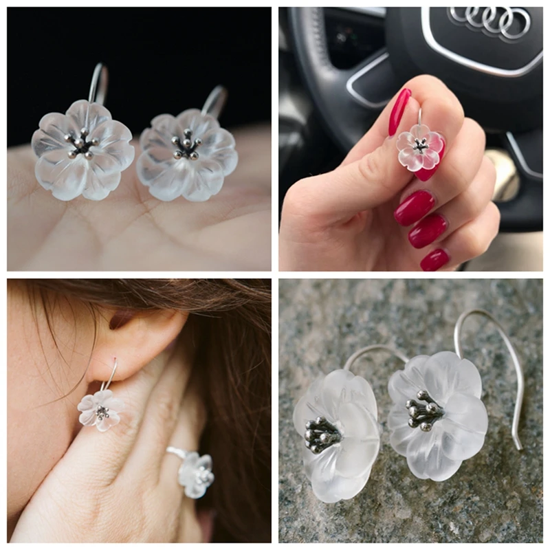 Lotus Fun, настоящее 925 пробы, серебро, ручной работы, натуральный дизайн, хорошее ювелирное изделие, цветок в дождь, модные Висячие серьги для женщин