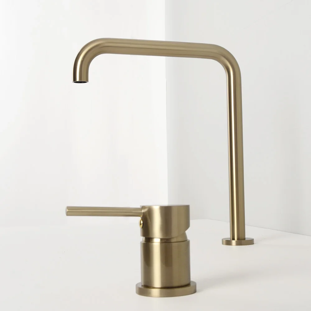 Brushed Gold Раздельный смеситель для воды, смеситель для ванной комнаты, латунный черный и матовый золотой и розовый смеситель для горячей и холодной воды - Цвет: Brushed Gold