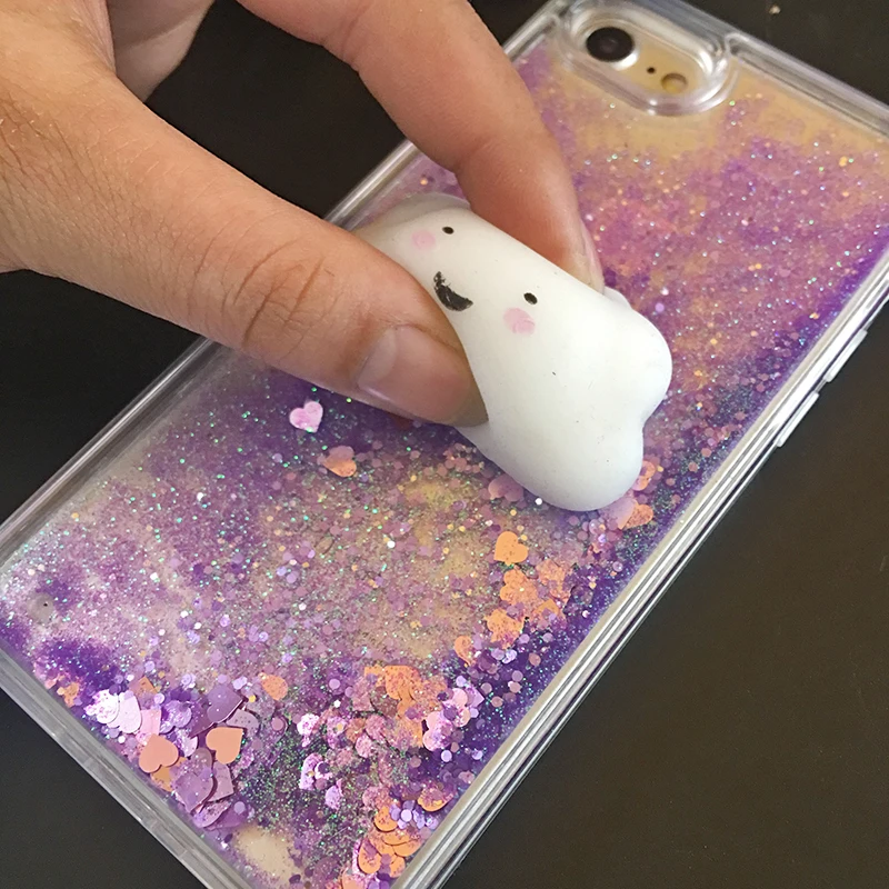 Squishy телефон чехол для iPhone 5S случае 3D Кот с сияющими блестками жидкость зыбучие