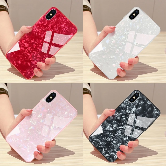 Temper Glass Case for IPhone X 10 8 7 6s Shell Soft Edge Hard Back Cover Apple Plus Luxury Bling Coque Fundas | Мобильные телефоны