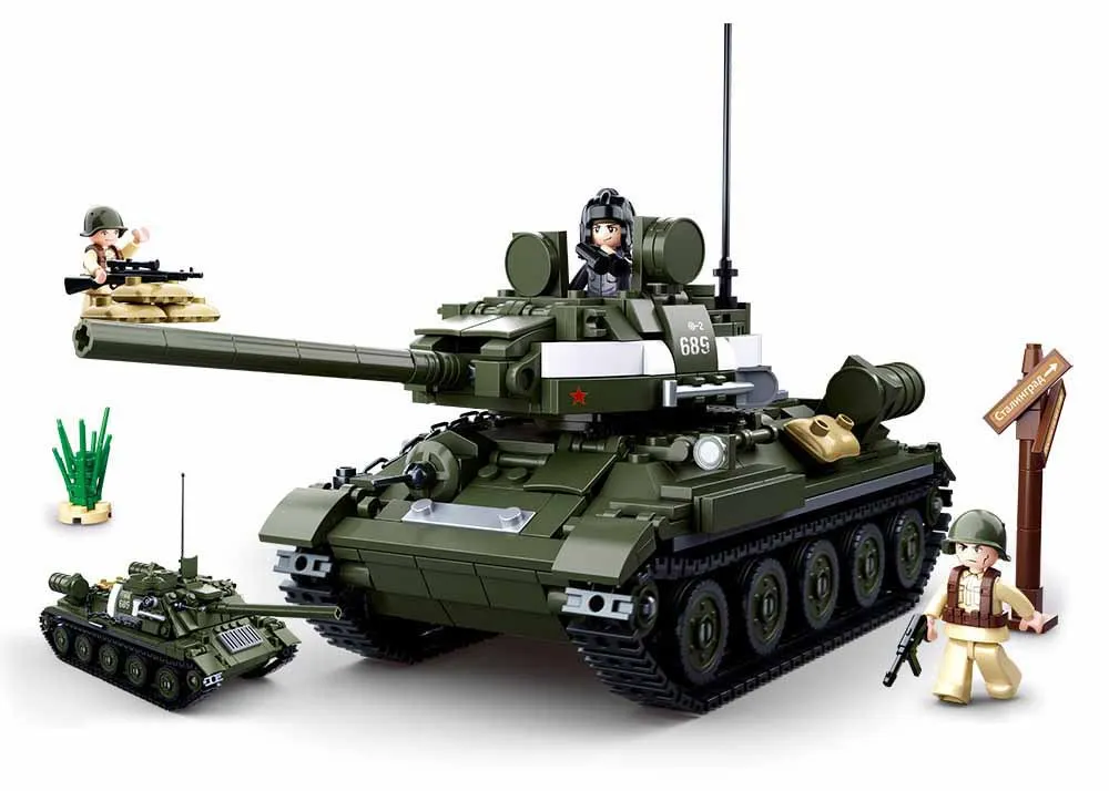 0689 687 шт 2в1 Второй мировой войны Военный T34/85 2 танка строительные блоки кирпичи игрушка