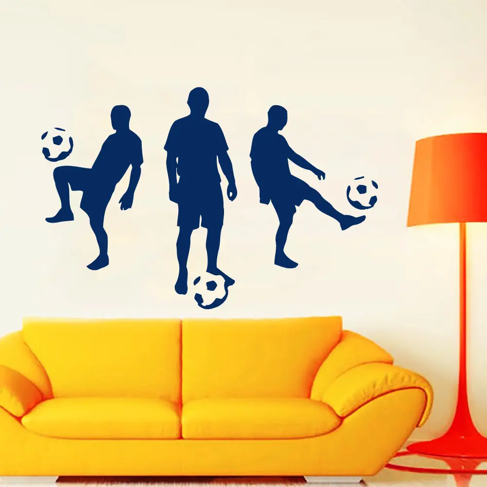 Футбольные игроки настенные наклейки футбол виниловые спорт для мальчиков декор