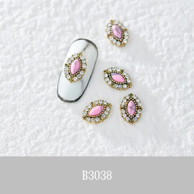 B3038 20 шт./лот, овальные/капли/сердце, Мраморная текстура, 3D сплав, стразы для дизайна ногтей, металлические маникюрные аксессуары для ногтей, DIY украшения ногтей, подвески - Цвет: B3038