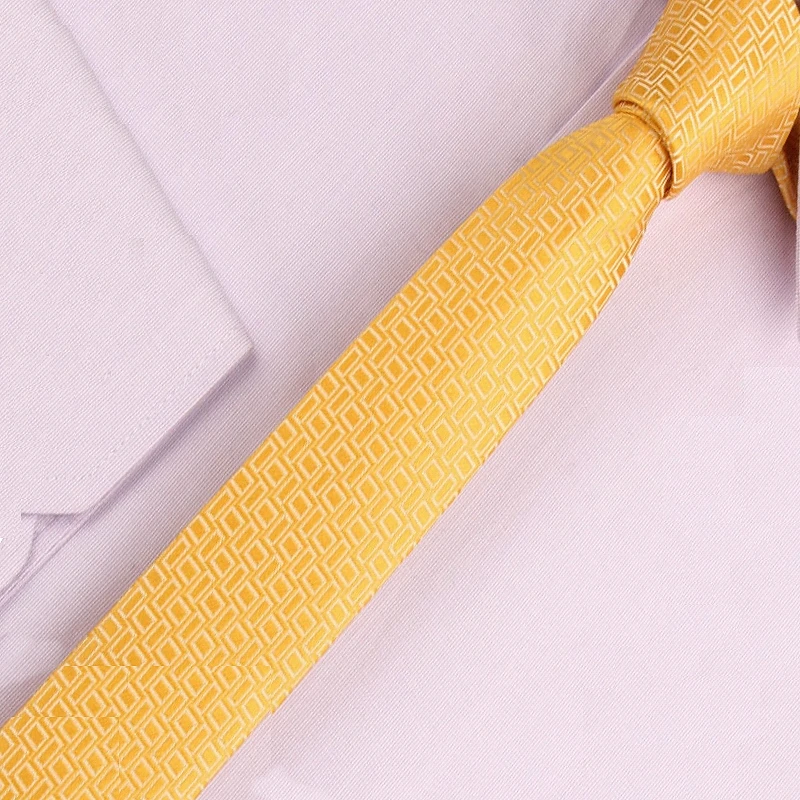 

Men's Yellow Checked Slim Neckties Fashion Skinny Neck Tie Classical Business Necktie For Groom Wedding Party SK276