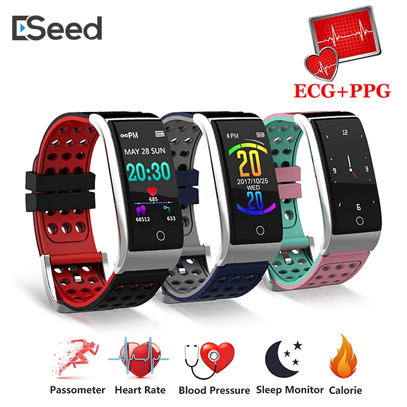 ESEED E08 ECG PPG умный Браслет фитнес трекер пульсометр кровяное давление смарт