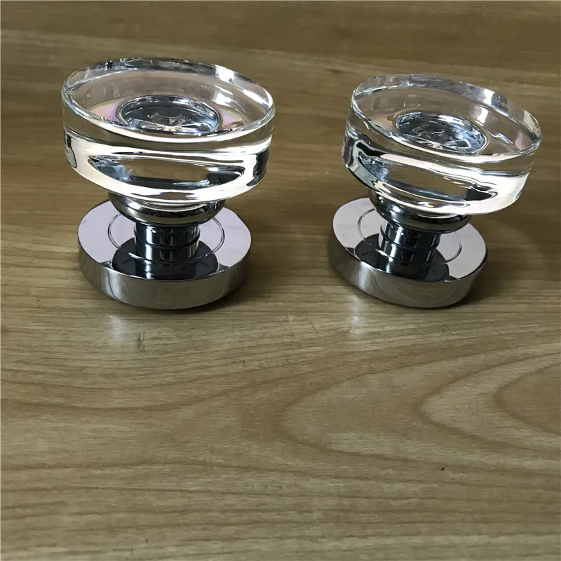 LCH 1 Pair 55MM 60MM Door Pull Clear Cut Crystal Door Knobs Cylinder-Shaped OcGaton Door Knob on Chrome Zinc Alloy Base image 3