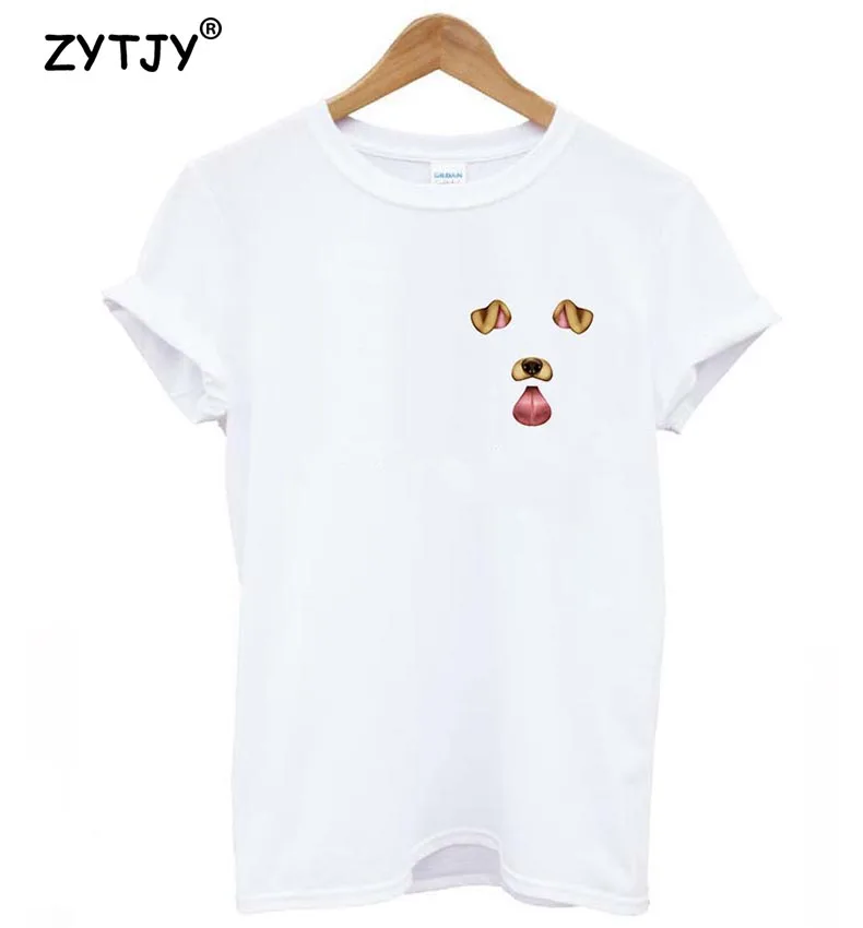 Женская футболка с карманом и принтом собаки хлопковая Повседневная забавная