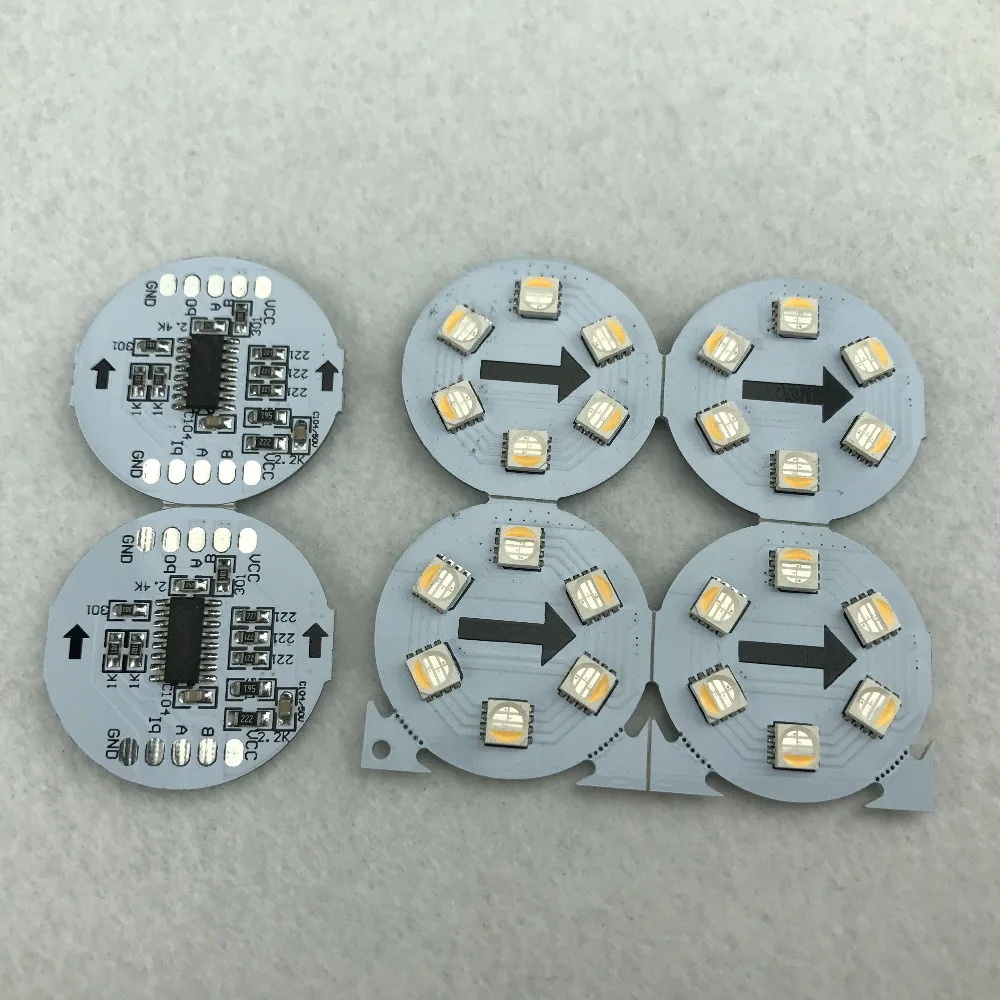 DC24V RGBW DMX512(UCS512 чип); 5050 SMD адресуемых пикселей PCBA, 6 шт. 5050 SMD светодиодный; 1,44 Вт; 34 мм диаметр круглого типа