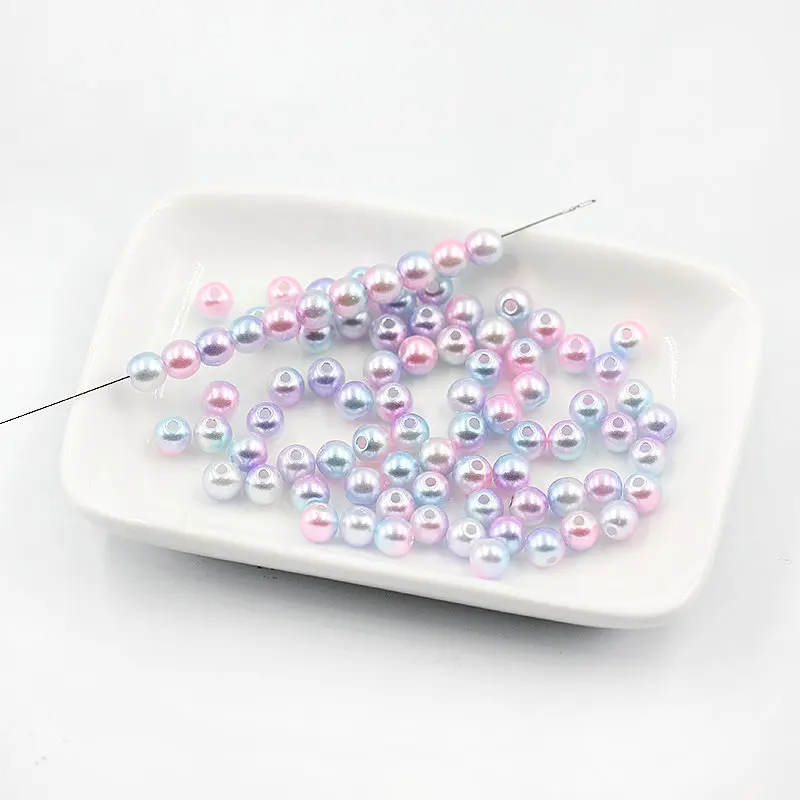 6 мм 12 многоцветный АБС Винтажный стиль Гладкий Круглый жемчуг с отверстиями
