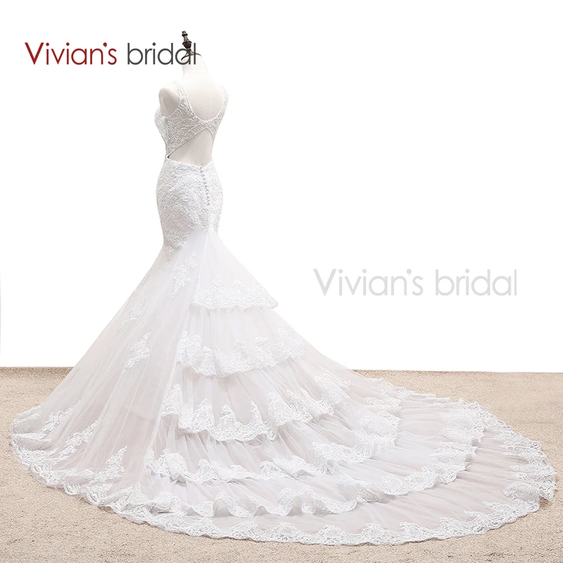 Vivian's Bridal многослойное свадебное платье Русалочки с бисером блестками кружевом
