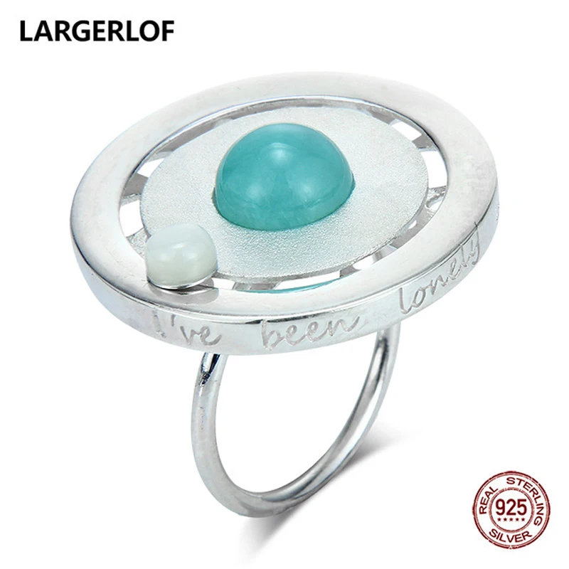 LARGERLOF Ring Silver 925 Women Fine Jewelry Amazonite Shell Vinage Rings RG49117 | Украшения и аксессуары