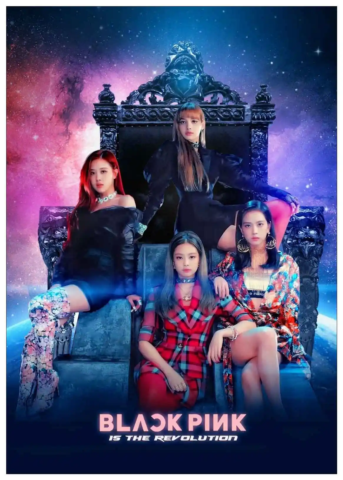 Kpop черные Розовые настенные плакаты Наклейки белая мелованная бумага принты живопись украшение дома гостиная спальня бар Домашний настенное искусство