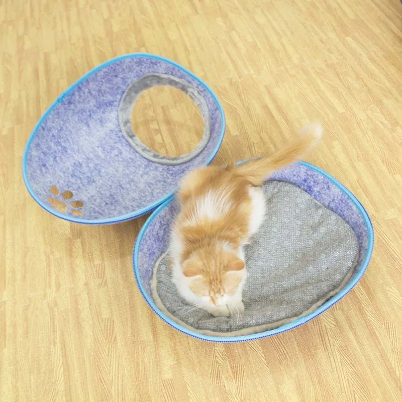 Домик для питомца кошки всесезонный круглый котенок с дырками домик волос край