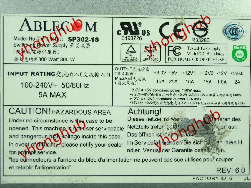 Ablecom SP302 1S сервера Питание 300W 1U сервер 100 240V 50/60Hz 5A|server power supply|1u power1u supply |