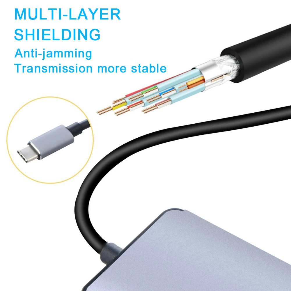 USB Type C к HDMI VGA гигабитный Ethernet Lan RJ45 адаптер для Macbook Air Pro 2018 концентратор кардридер
