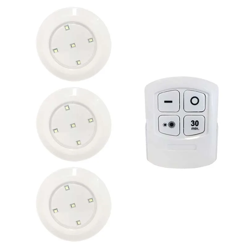 1Remote 3 Lamp Ультра-яркие светодиодные шайбы на батарейках под шкафом освещение фонарик для шкафа шкаф лестница Прихожая Ночная лампа - Цвет: 1Remote 3 Lamp