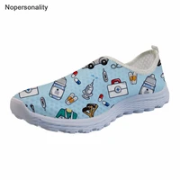 nopersonality summer women breathable shoesmedical equipment print flats sneakers for ladies casual lightweight mesh loafers