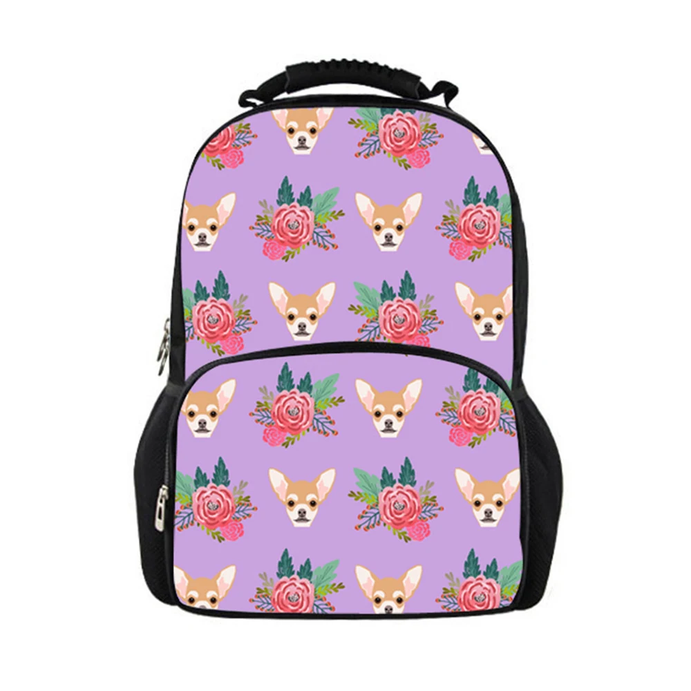 Индивидуальный школьный рюкзак с милым принтом чихуахуа школьные сумки для
