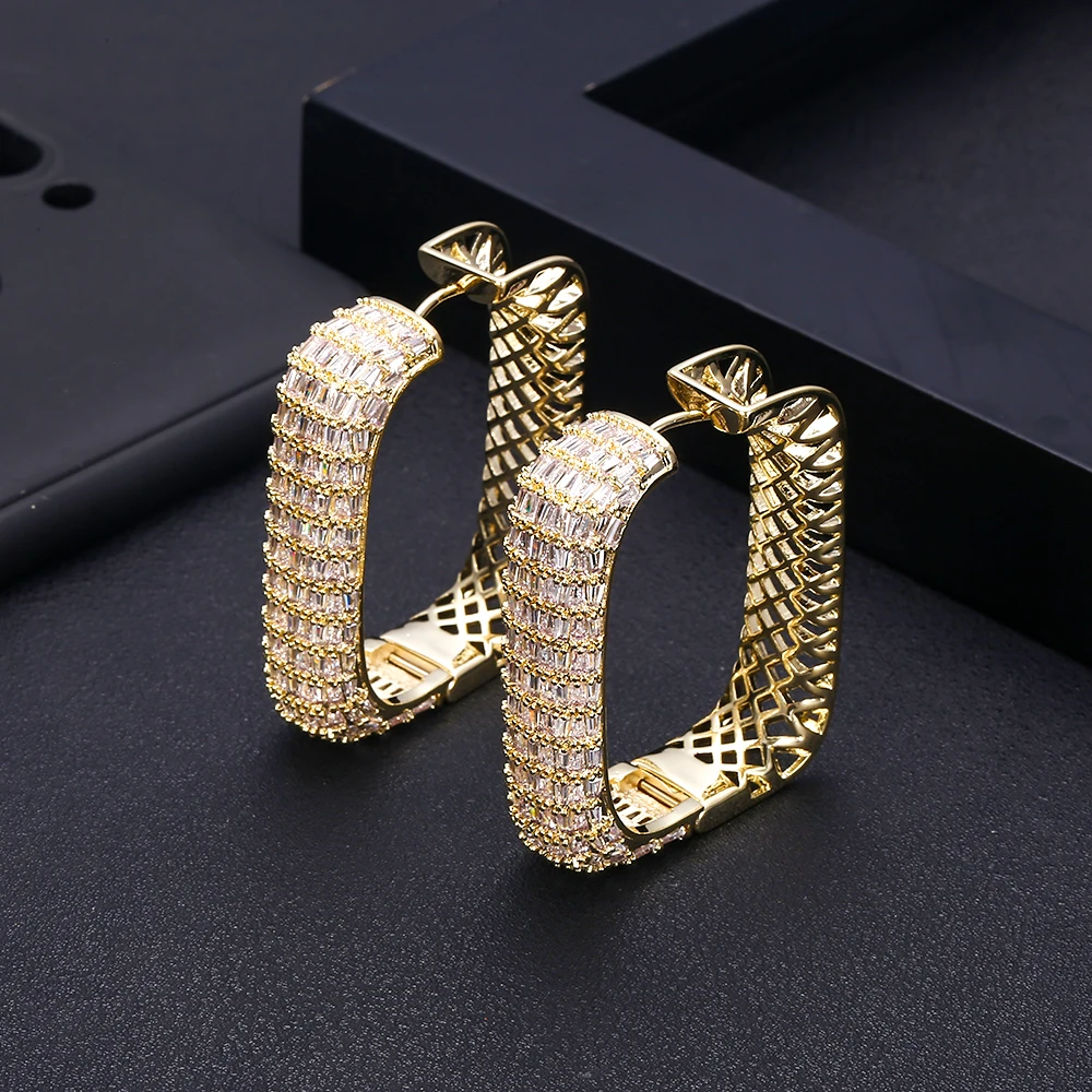 Janeklly модные геометрические квадратные серьги-кольца для женщин аксессуары