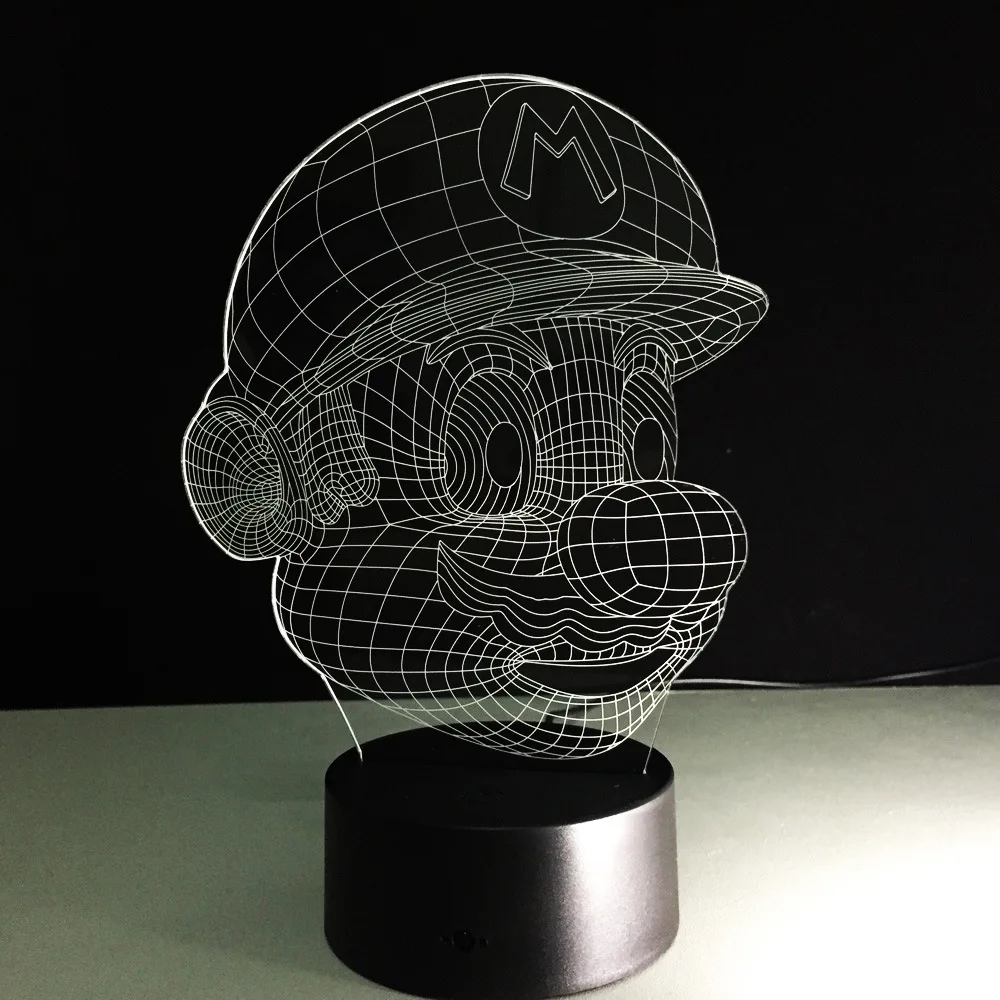 С изображением персонажа мультфильма Супер Марио Lampara светодиодный 3D ночной